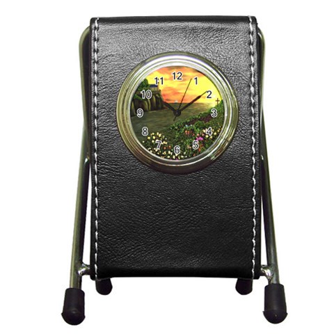 Eddie s Sunset Pen Holder Desk Clock from ArtsNow.com Front