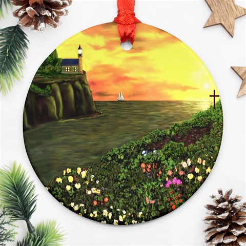Eddie s Sunset Round Ornament (Two Sides) from ArtsNow.com Front