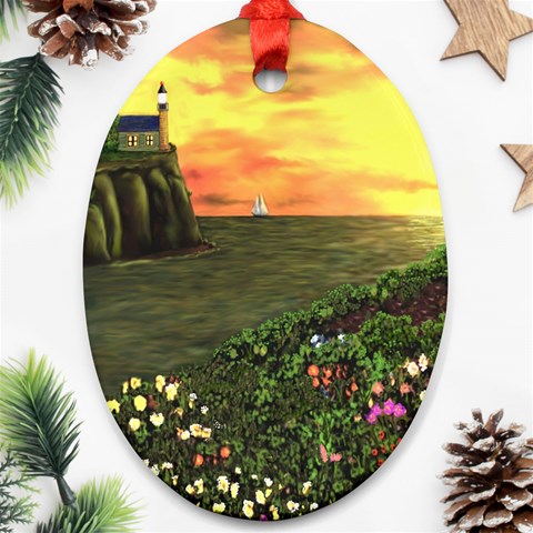 Eddie s Sunset Oval Ornament (Two Sides) from ArtsNow.com Front