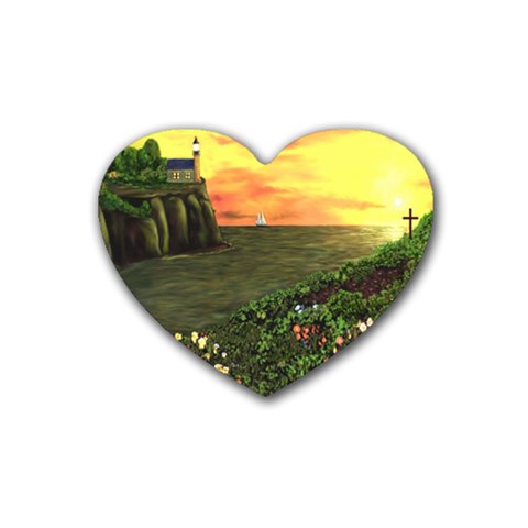 Eddie s Sunset Rubber Coaster (Heart) from ArtsNow.com Front