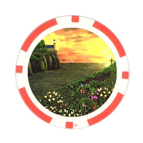 Eddie s Sunset Poker Chip Card Guard from ArtsNow.com Front
