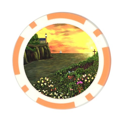 Eddie s Sunset Poker Chip Card Guard from ArtsNow.com Front