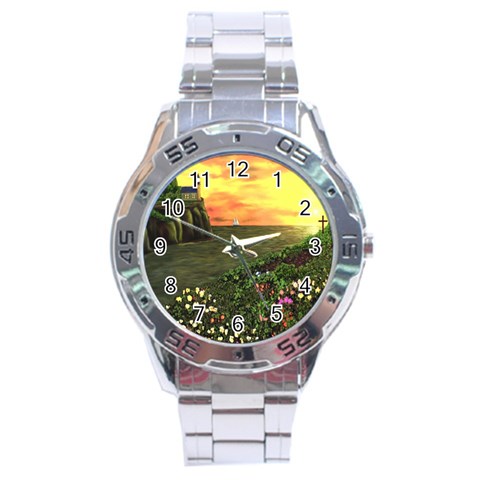 Eddie s Sunset Stainless Steel Analogue Watch from ArtsNow.com Front