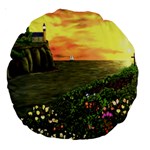 Eddie s Sunset Large 18  Premium Round Cushion 