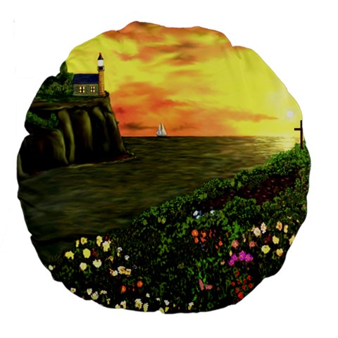 Eddie s Sunset Large 18  Premium Round Cushion  from ArtsNow.com Back