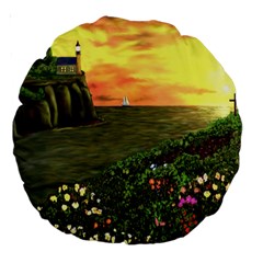 Eddie s Sunset Large 18  Premium Round Cushion  from ArtsNow.com Back