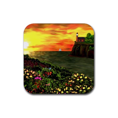 Eileen s Sunset Rubber Coaster (Square) from ArtsNow.com Front