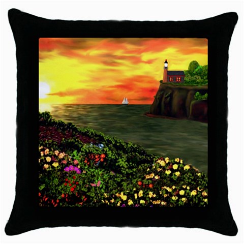 Eileen s Sunset Throw Pillow Case (Black) from ArtsNow.com Front