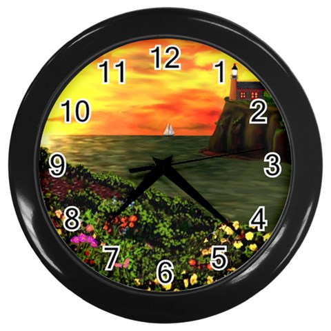 Eileen s Sunset Wall Clock (Black) from ArtsNow.com Front
