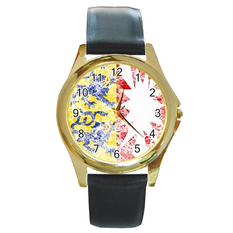 Coat Of Arms Of Schleswig Holstein Round Gold Metal Watch from ArtsNow.com Front
