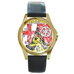 Coat Of Arms Of Rhineland Palatinate Round Gold Metal Watch