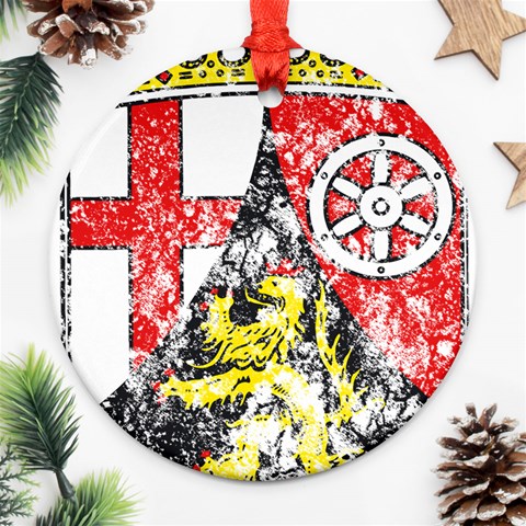 Coat Of Arms Of Rhineland Palatinate Round Ornament (Two Sides) from ArtsNow.com Back