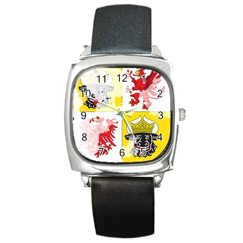 Coat Of Arms Of Mecklenburg Western Pomerania Square Metal Watch from ArtsNow.com Front