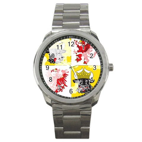 Coat Of Arms Of Mecklenburg Western Pomerania Sport Metal Watch from ArtsNow.com Front