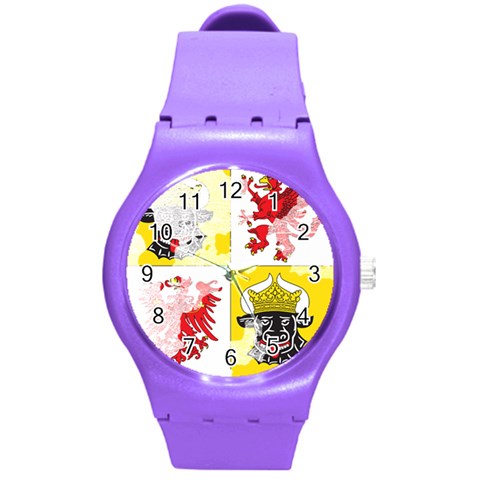 Coat Of Arms Of Mecklenburg Western Pomerania Round Plastic Sport Watch (M) from ArtsNow.com Front