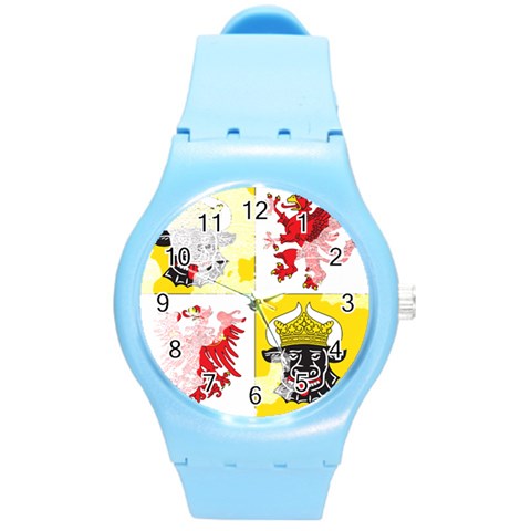 Coat Of Arms Of Mecklenburg Western Pomerania Round Plastic Sport Watch (M) from ArtsNow.com Front