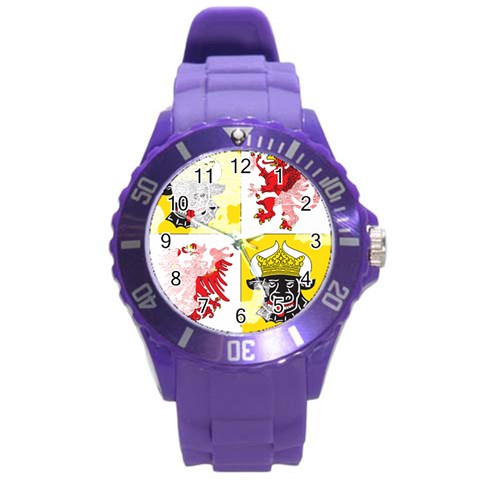 Coat Of Arms Of Mecklenburg Western Pomerania Round Plastic Sport Watch (L) from ArtsNow.com Front