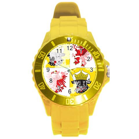 Coat Of Arms Of Mecklenburg Western Pomerania Round Plastic Sport Watch (L) from ArtsNow.com Front
