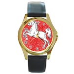 Coat Of Arms Of Lower Saxony Round Gold Metal Watch