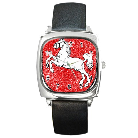 Coat Of Arms Of Lower Saxony Square Metal Watch from ArtsNow.com Front