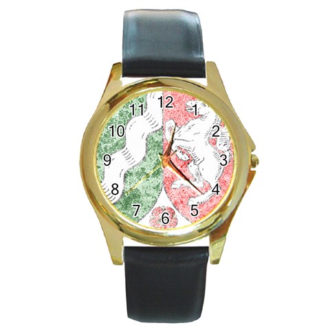 Coat Of Arms Of North Rhine Westfalia Round Gold Metal Watch from ArtsNow.com Front