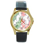 Coat Of Arms Of North Rhine Westfalia Round Gold Metal Watch