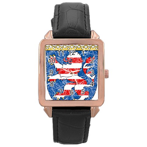 Coat Of Arms Of Hesse Rose Gold Leather Watch  from ArtsNow.com Front