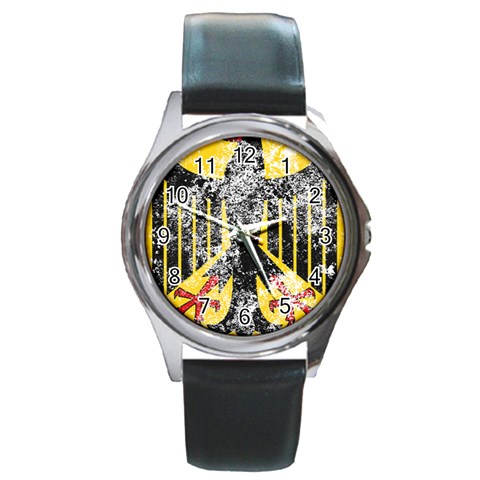 Coat Of Arms Of Germany Washed Round Metal Watch from ArtsNow.com Front