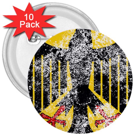 Coat Of Arms Of Germany Washed 3  Button (10 pack) from ArtsNow.com Front