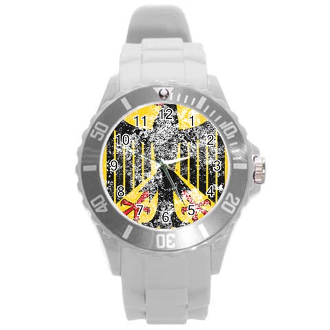 Coat Of Arms Of Germany Washed Round Plastic Sport Watch (L) from ArtsNow.com Front