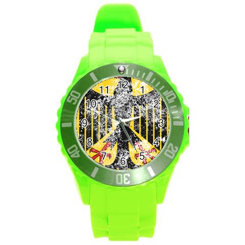 Coat Of Arms Of Germany Washed Round Plastic Sport Watch (L) from ArtsNow.com Front