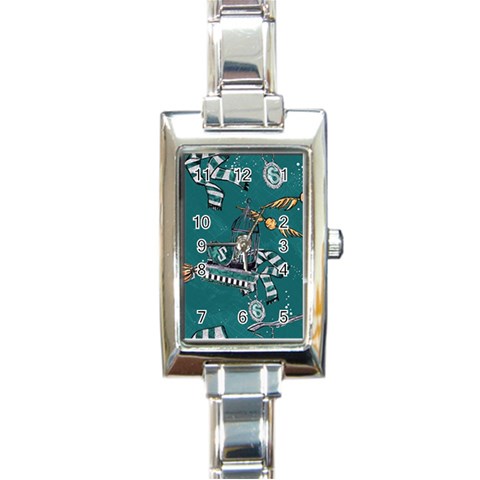 Slytherin Pattern Rectangle Italian Charm Watch from ArtsNow.com Front