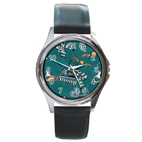 Slytherin Pattern Round Metal Watch from ArtsNow.com Front