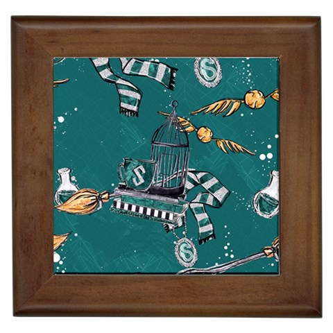 Slytherin Pattern Framed Tiles from ArtsNow.com Front