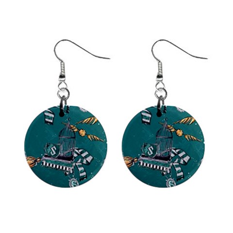 Slytherin Pattern Mini Button Earrings from ArtsNow.com Front
