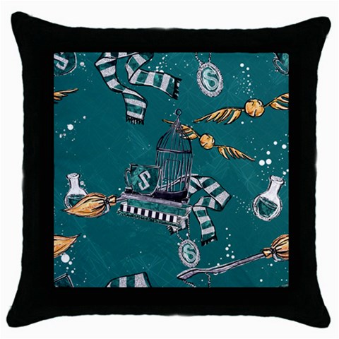 Slytherin Pattern Throw Pillow Case (Black) from ArtsNow.com Front