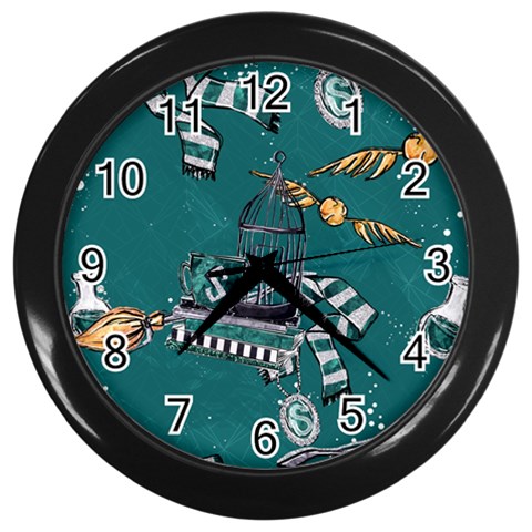 Slytherin Pattern Wall Clock (Black) from ArtsNow.com Front