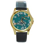 Slytherin Pattern Round Gold Metal Watch
