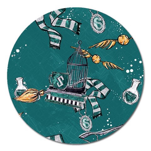 Slytherin Pattern Magnet 5  (Round) from ArtsNow.com Front
