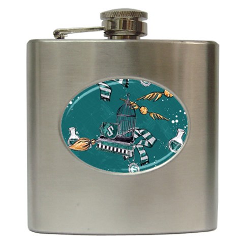 Slytherin Pattern Hip Flask (6 oz) from ArtsNow.com Front