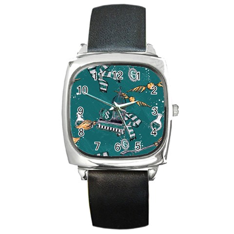 Slytherin Pattern Square Metal Watch from ArtsNow.com Front