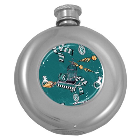 Slytherin Pattern Round Hip Flask (5 oz) from ArtsNow.com Front