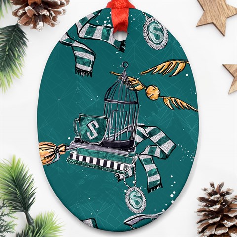 Slytherin Pattern Oval Ornament (Two Sides) from ArtsNow.com Back