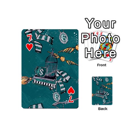 Slytherin Pattern Playing Cards 54 Designs (Mini) from ArtsNow.com Front - Heart7