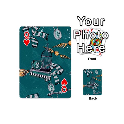 Queen Slytherin Pattern Playing Cards 54 Designs (Mini) from ArtsNow.com Front - HeartQ