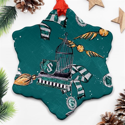 Slytherin Pattern Snowflake Ornament (Two Sides) from ArtsNow.com Front