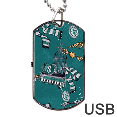 Slytherin Pattern Dog Tag USB Flash (Two Sides) from ArtsNow.com Front