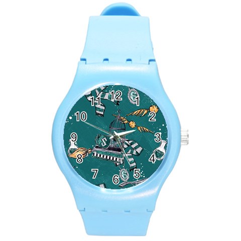 Slytherin Pattern Round Plastic Sport Watch (M) from ArtsNow.com Front