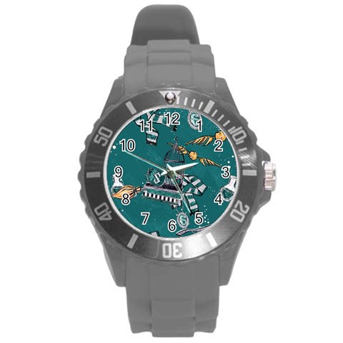 Slytherin Pattern Round Plastic Sport Watch (L) from ArtsNow.com Front
