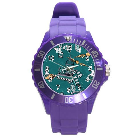 Slytherin Pattern Round Plastic Sport Watch (L) from ArtsNow.com Front